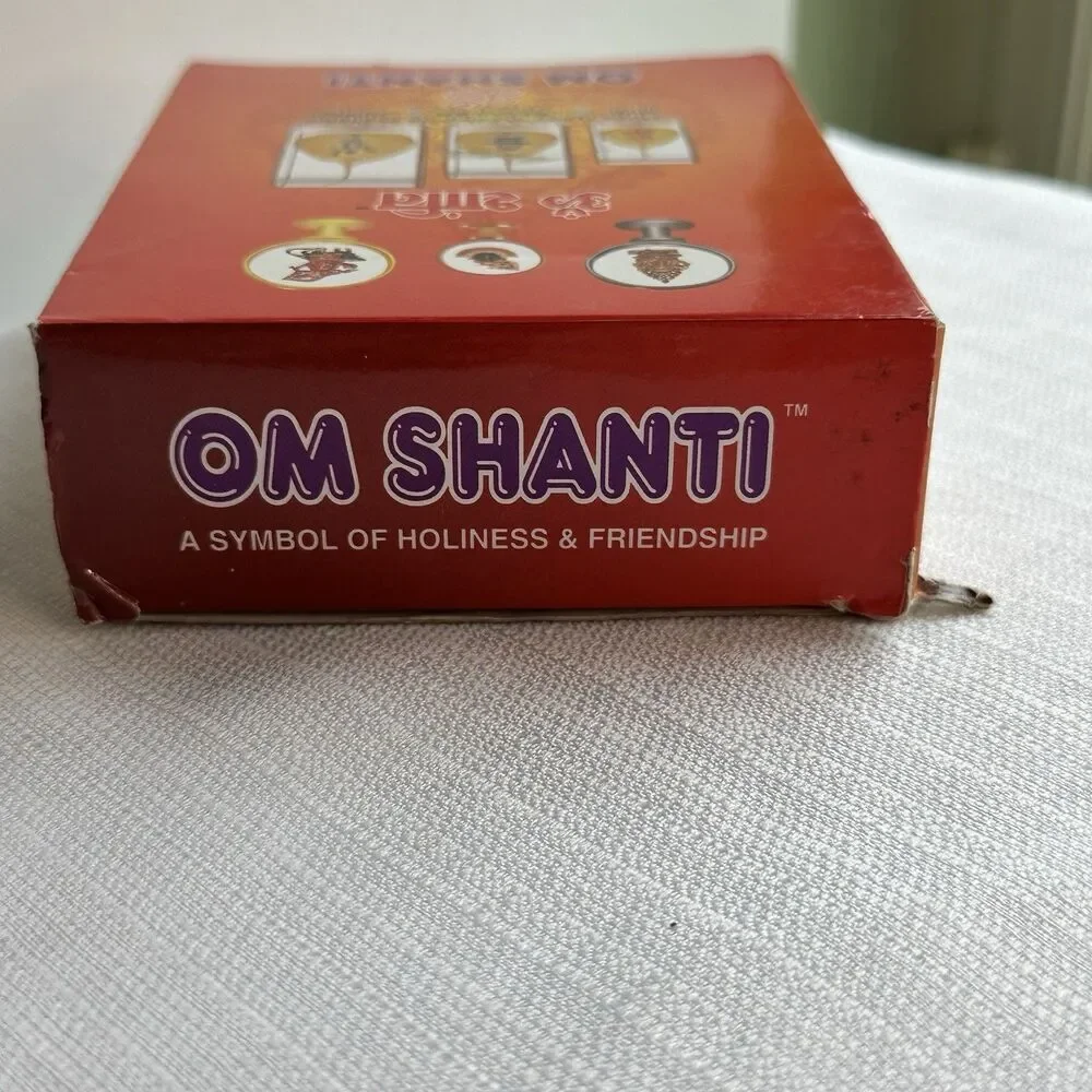 Om Shanti Ganesha Idol Figurine – Gold Red Jeweled Hindu Car Dashboard Statue